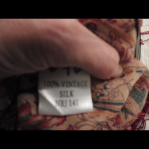 WINTER KATE FRINGED KIMONO SLEEVE TOP MADE OF VINTAGE SILK M - Picture 3 of 5